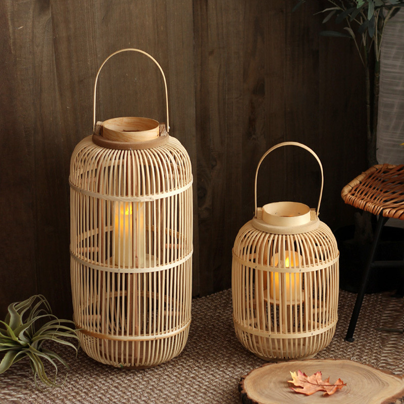 Candle Holder Decor - Lampe à vent en bambou faite