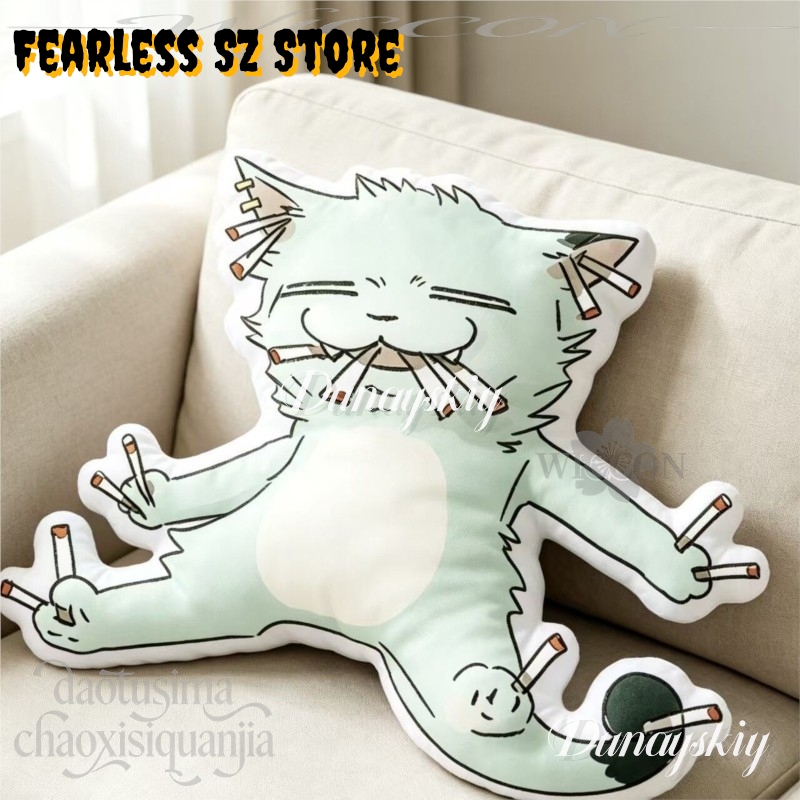 Poupée Chat Fumeur de Cigarett - Throw Pillow avis et prix