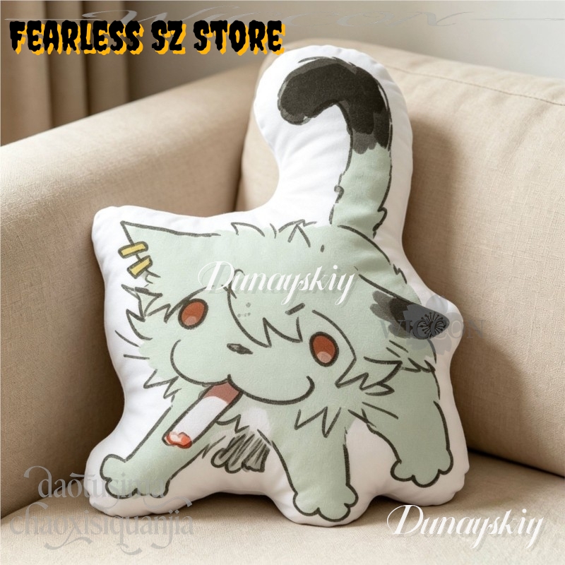 Poupée Chat Fumeur de Cigarett - Throw Pillow avis et prix